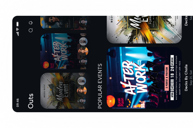Outs app — Popular events